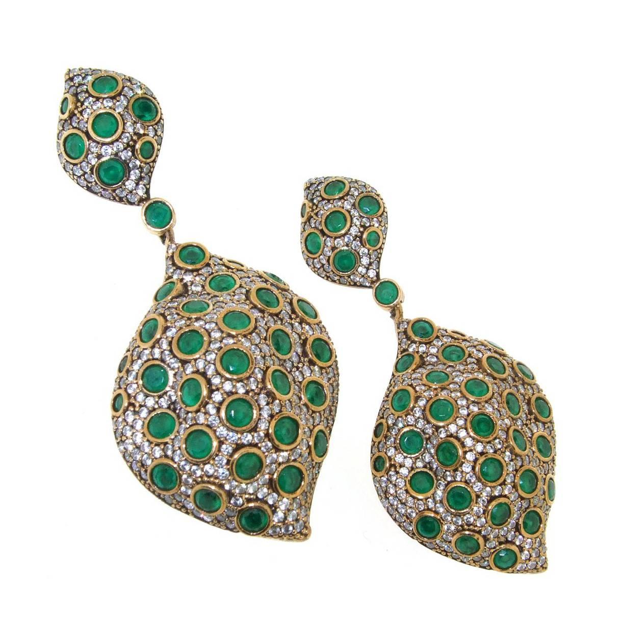 Emerald Crystal Earrings by JCM London For Sale