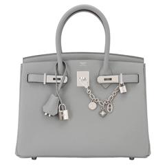 Hermes Gris Mouette New Grey 30cm Togo Birkin Bag Palladium Chic