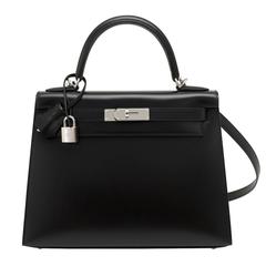 Hermes X Stempel Einhorn Black Box 28cm Sellier Palladium Hardware Kelly Bag