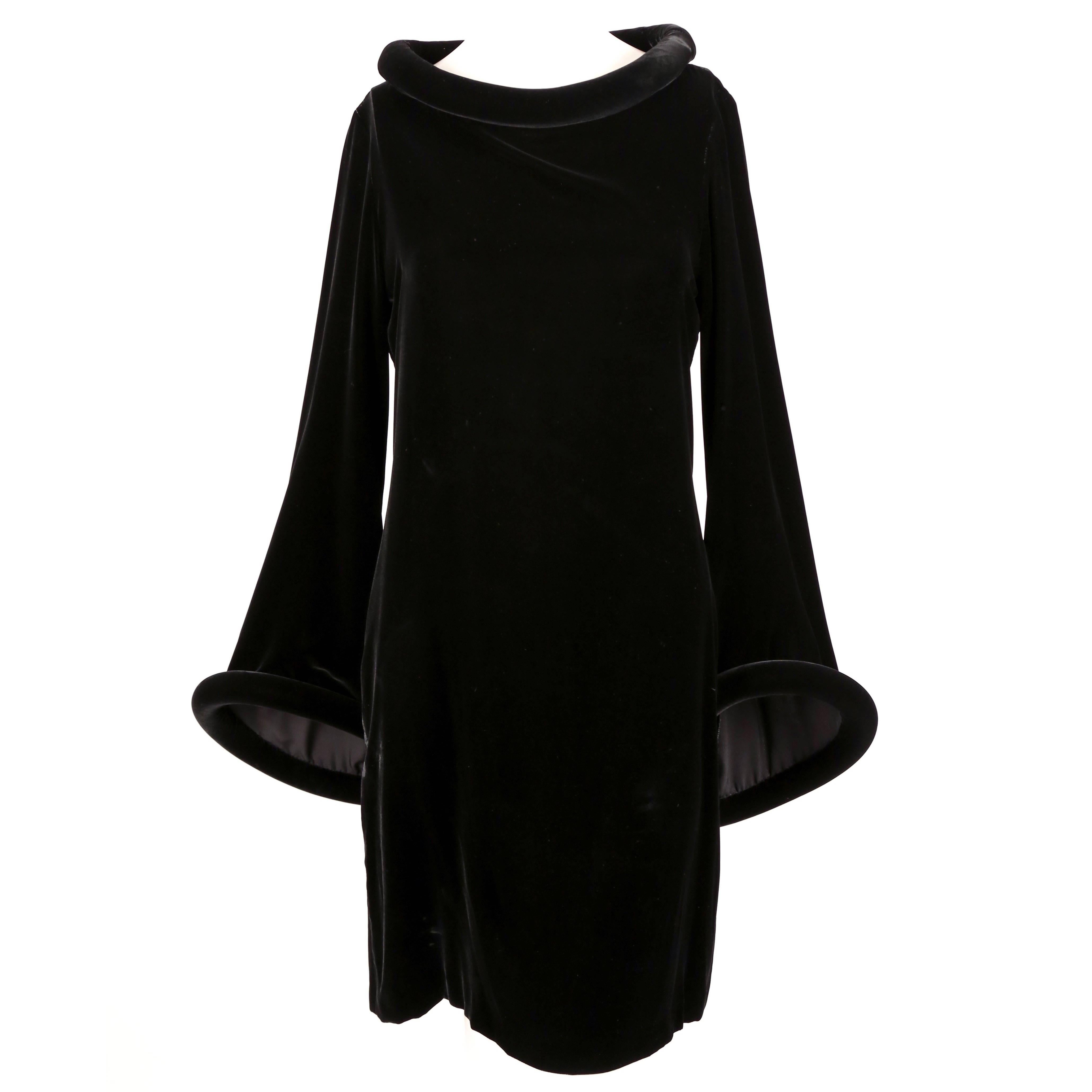 1995 JEAN PAUL GAULTIER black velvet dress with padded trim