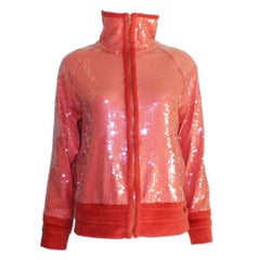 NEW Chanel Coral Sequin Terrycloth Top & Jacket Twin Set Ensemble 36-38