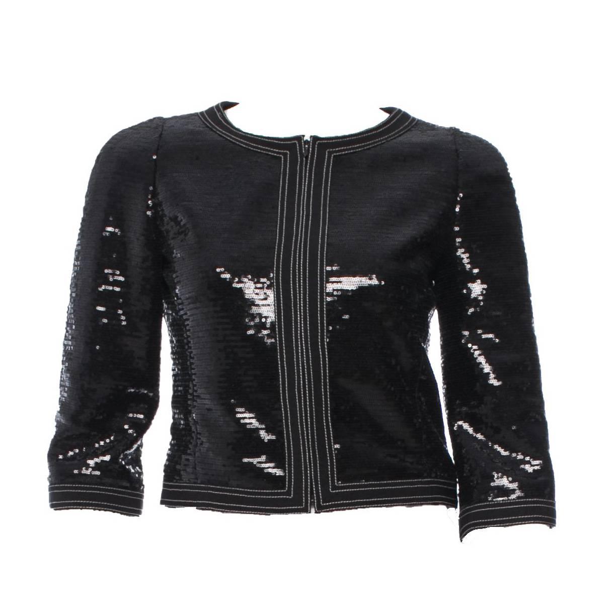 Chanel Little Black Sequin Jacket Blazer
