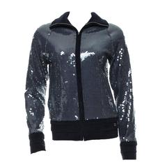 Amazing Chanel Midnight Blue Sequin Jacket 10