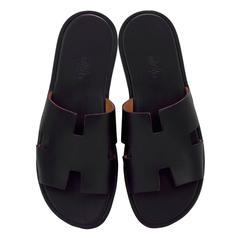 Hermes Men Sandals Izmir Veau Leather Black Color 43 Size 2016