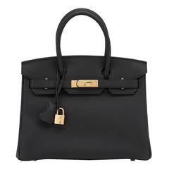 Hermes Plomb Matte Black Lead Grey Togo 30cm Birkin Bag Gold Hardware