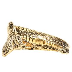 Saint Laurent NEW Gold Textured Cuff Bracelet