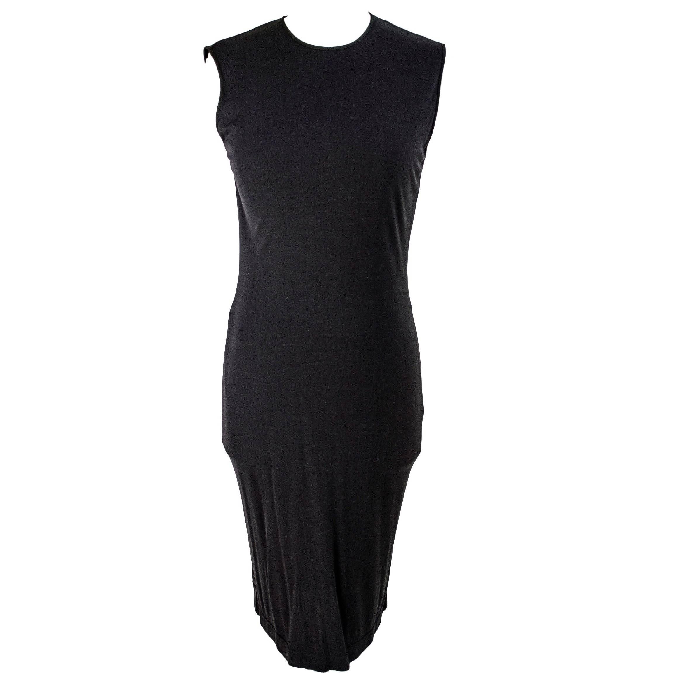 Gianfranco Ferrè 1980s sheath dress women's black silk blend size 40