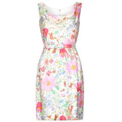 1960s Jeunesse Silk Floral Printed Dress with Matching Belt 8
