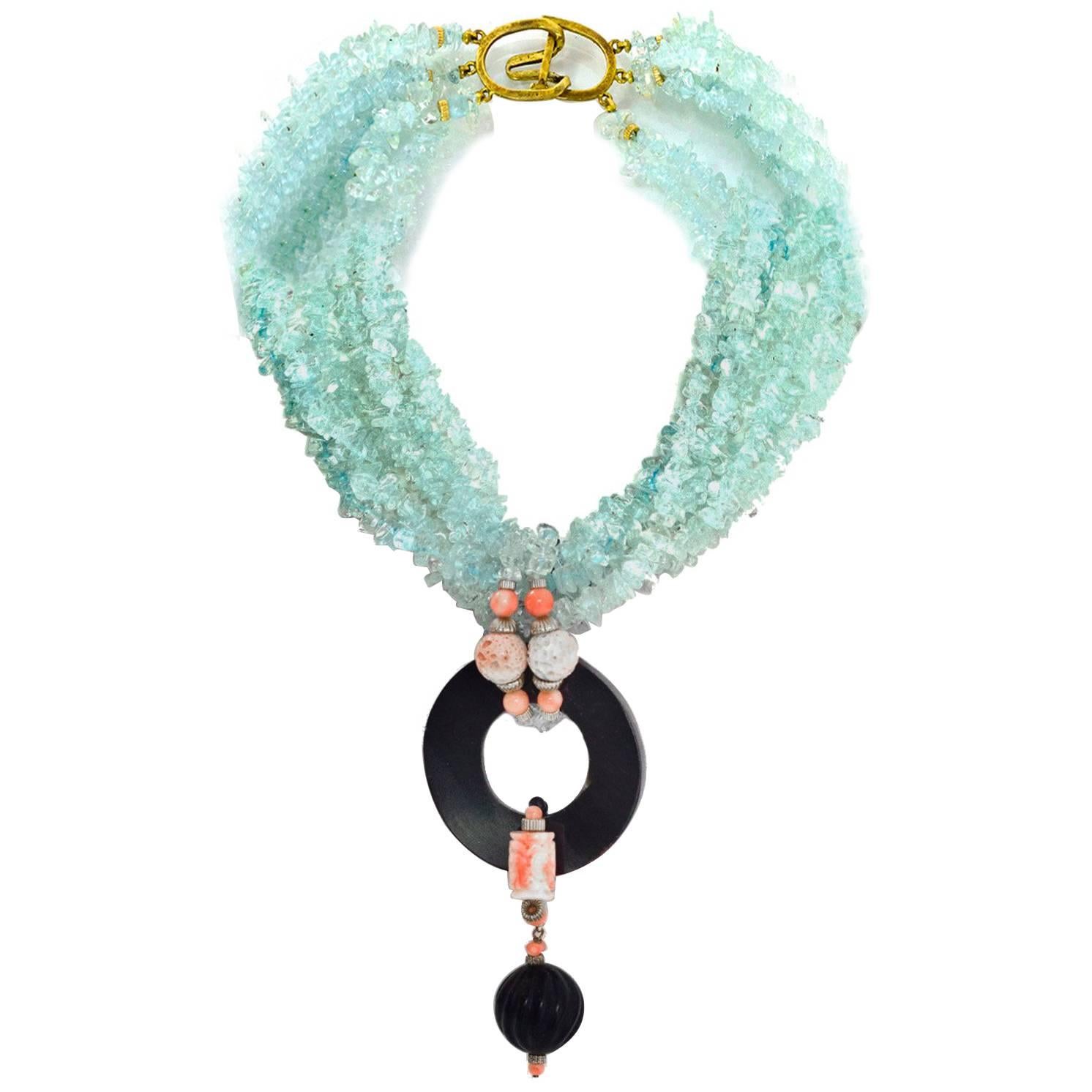 Evelyn Doura Ice Blue Multi-Strand Semi-Precious Stone Necklace