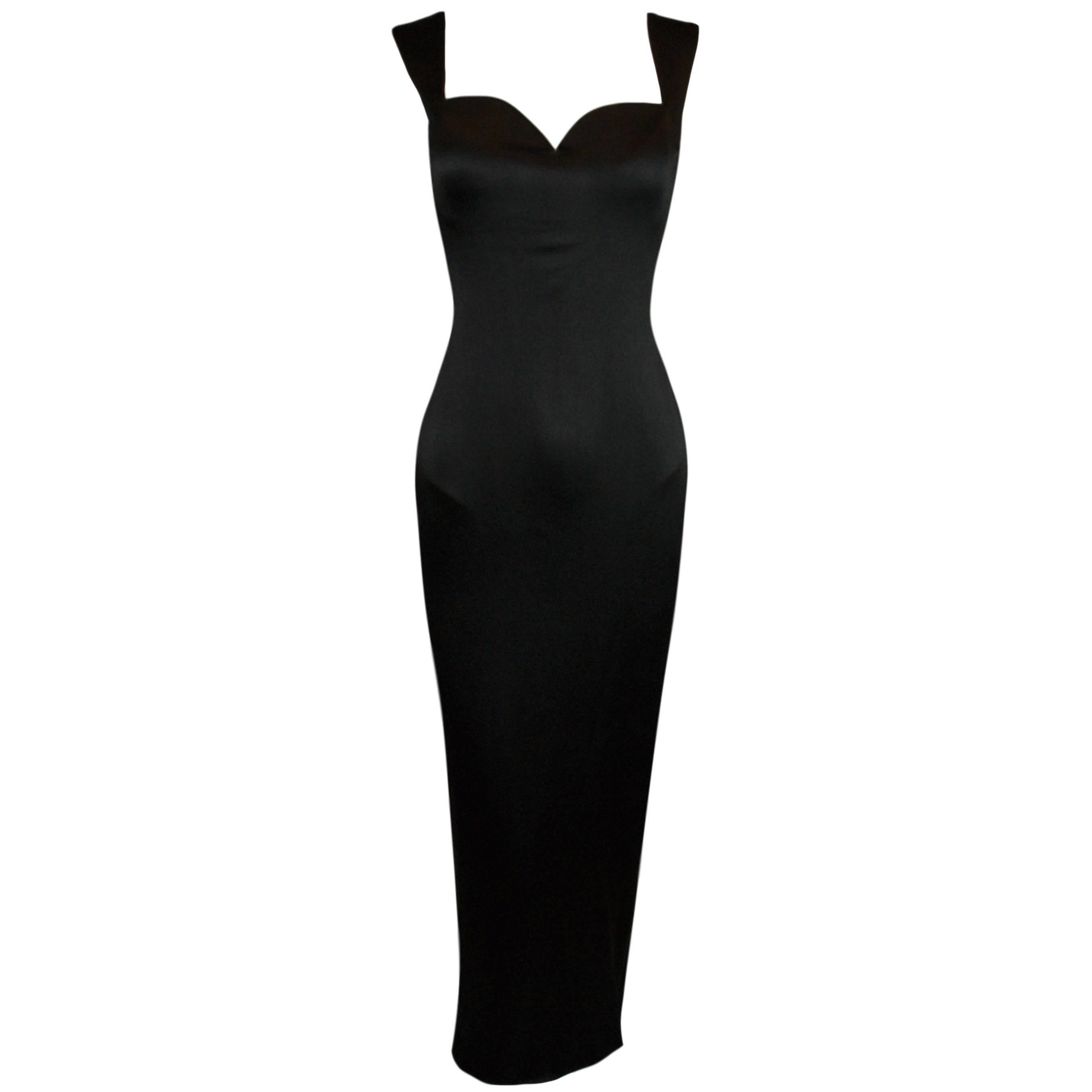 F/W 1995 Gianni Versace Black Silk Wiggle Gown Dress at 1stDibs ...