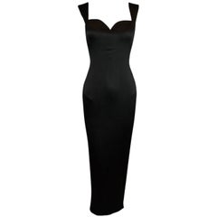 F/W 1995 Gianni Versace Black Silk Wiggle Gown Dress 