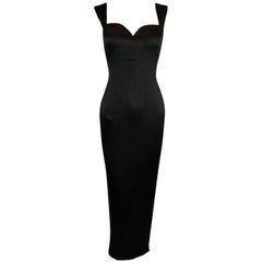 F/W 1995 Gianni Versace Black Silk Wiggle Gown Dress