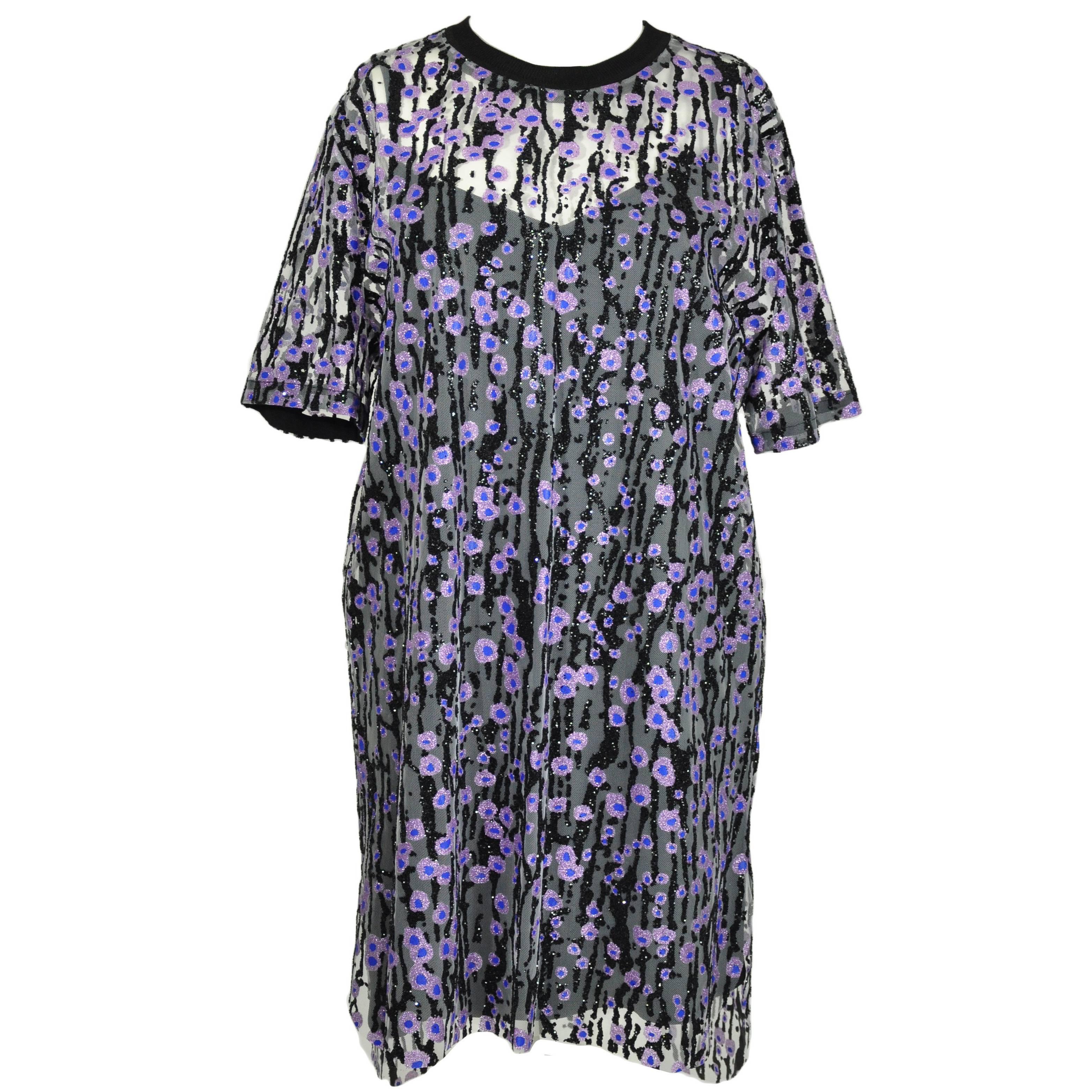Carven Printed Plisse-georgette Short-sleeves Dress For Sale