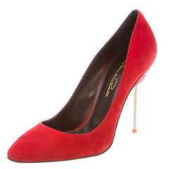 Oscar de la Renta NEW Red Suede Pumps Heels in Box