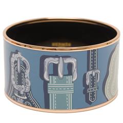 Hermes "Harnais des Presidents" Extra Wide Printed Enamel Bracelet PM (65)