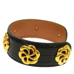Hermes Black Gold Cuff Bracelet in Box