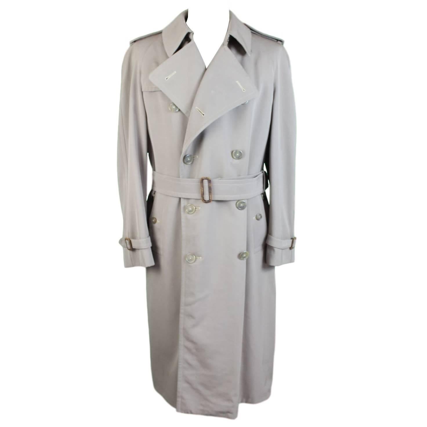 Burberry 1980s trench coat men's beige size 38 reg raincoat long vintage