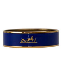 Hermes Bracelet "Caleche" Enamel Bleu Royal Color Gold Plated 2016.