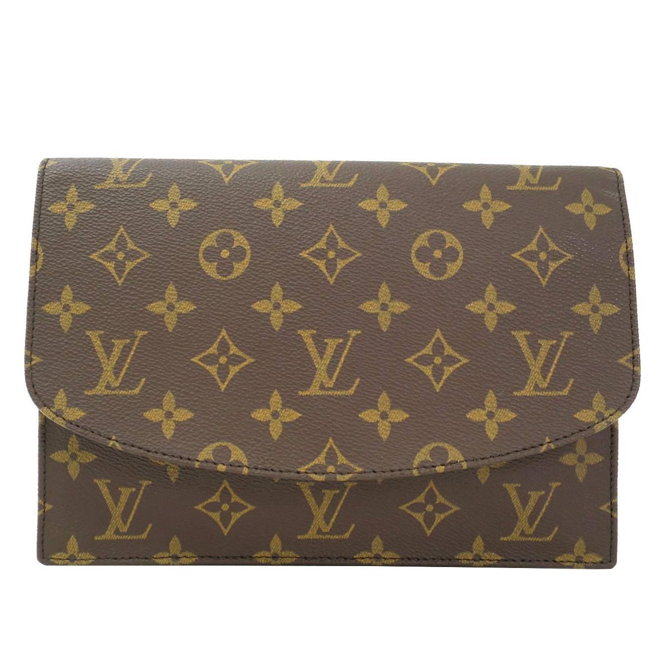Louis Vuitton Monogram Envelope Carryall Travel Flap Evening Clutch Bag