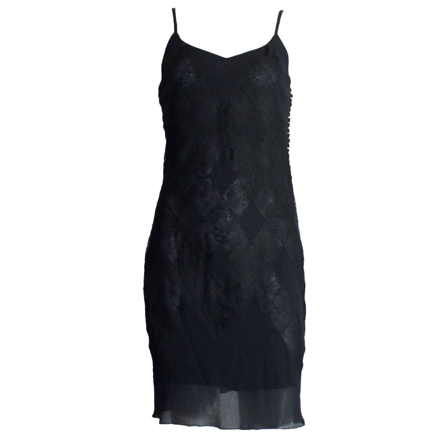 Christian Dior Black Lace Silk Cocktail Dress