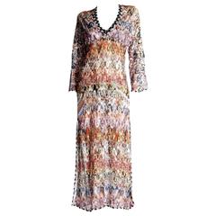 Missoni Crochet Knit Multicolor Kaftan Style Maxi Dress Missoni Crochet Knit Multicolor Kaftan Style Maxi Dress