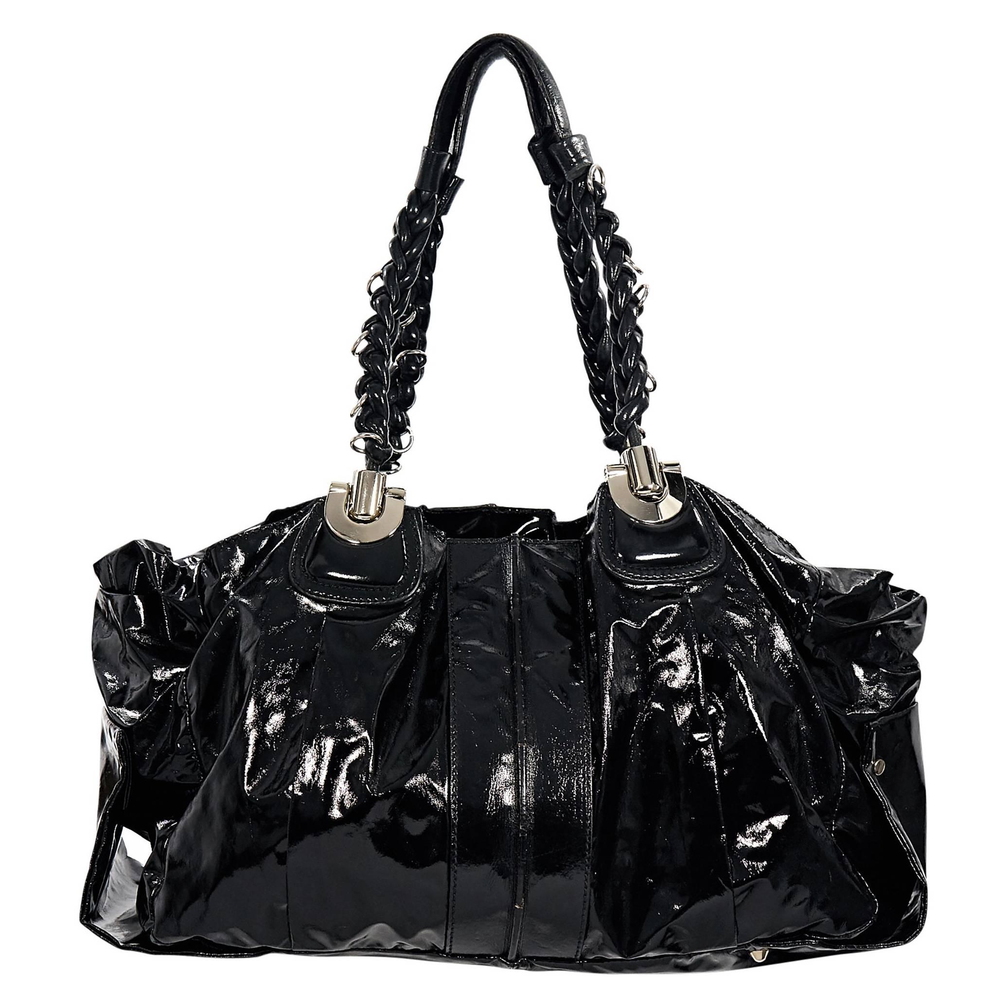Black Chloe Patent Leather Shoulder Bag