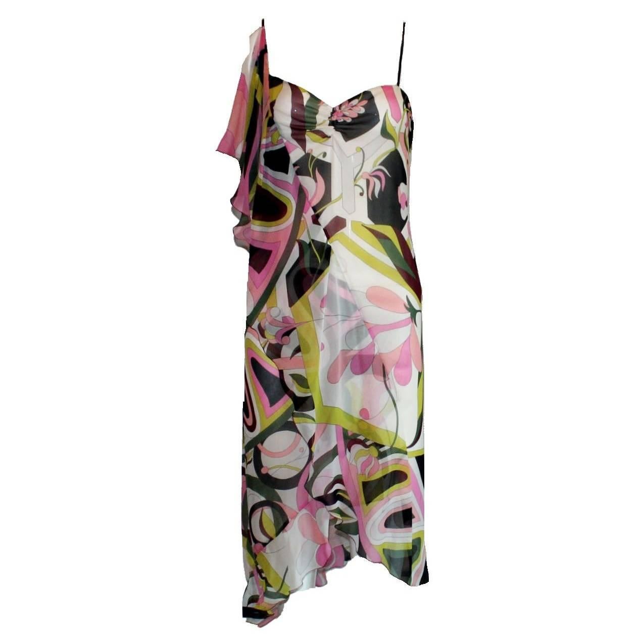 Emilio Pucci Signature Print Chiffon Silk Dress