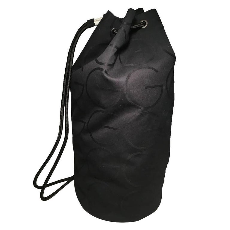 RARE Gucci Black GG Monogram Canvas Sling Backpack Bag For Sale