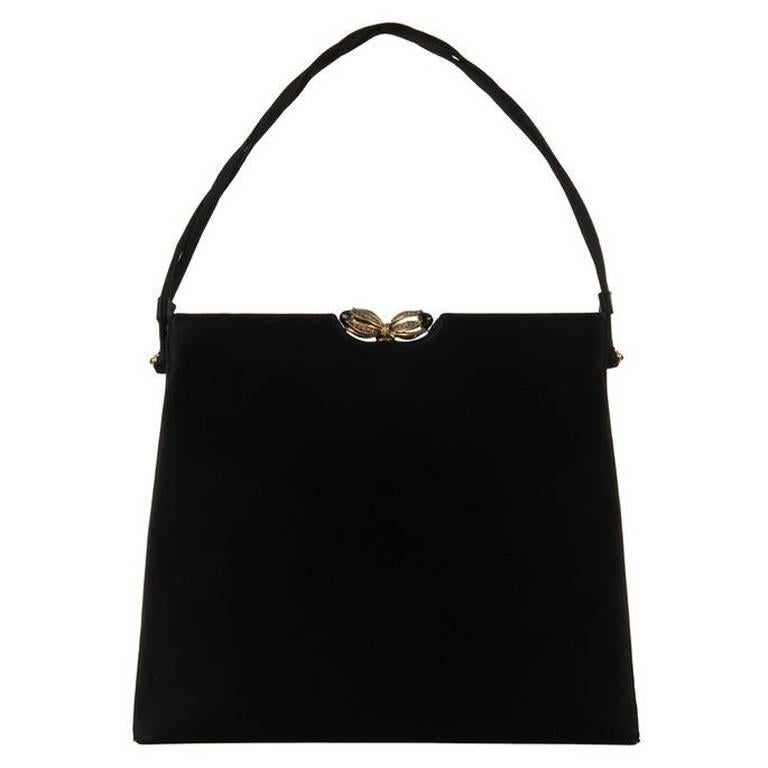 A Very Rare, Rayne, Vintage Black-Satin Evening Bag For Sale