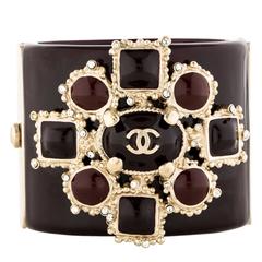 Chanel Rare Gripoix Crystal Statement Evening Bangle Charm Cuff Bracelet in Box 5