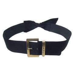 Chanel Elegant Black Satin Gilt Buckle Belt c 1990