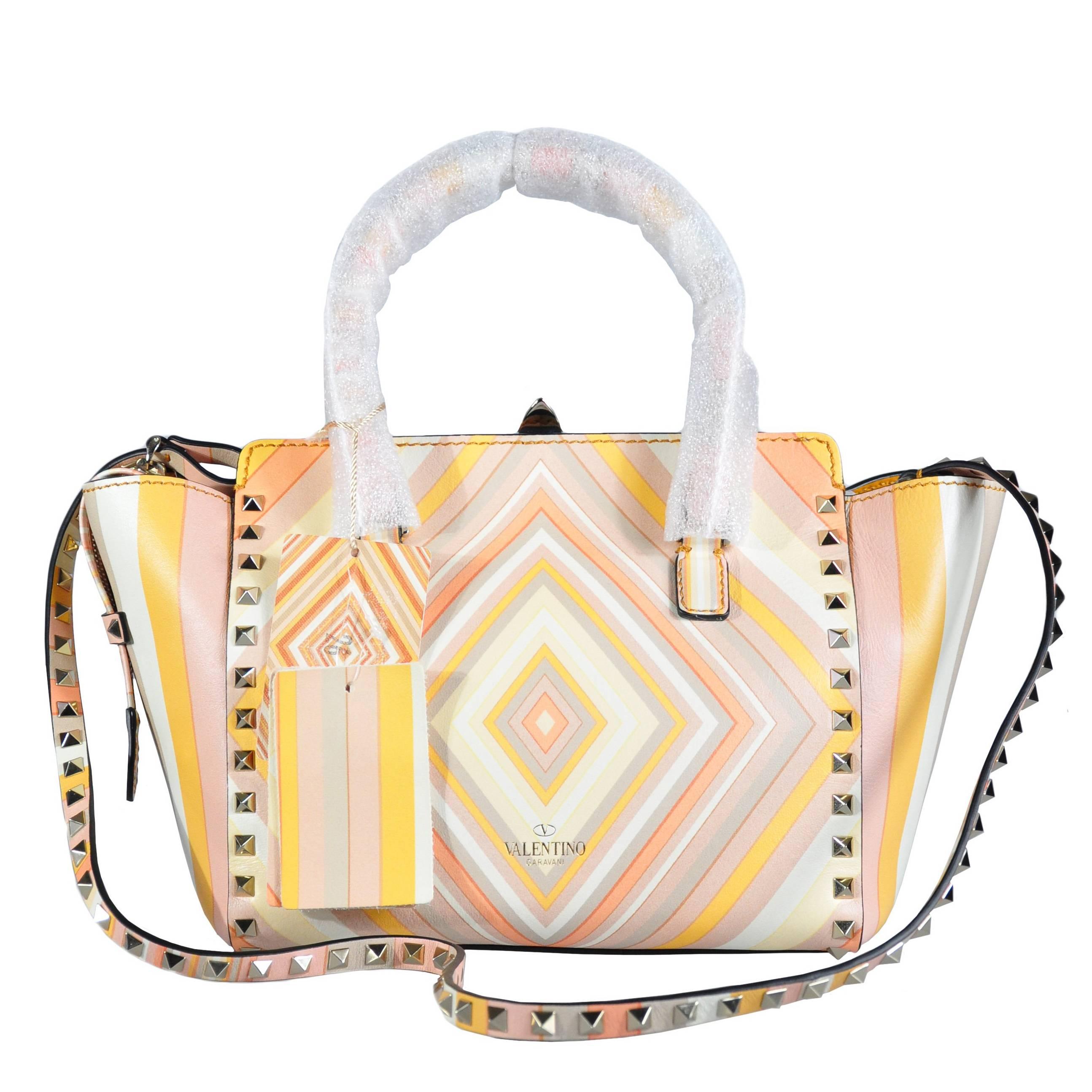 Valentino Rockstud Trapeze Bag in Native Couture 1975 Chevron Print