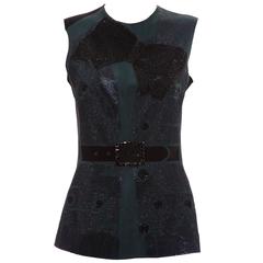 Lanvin By Alber Elbaz Sleeveless Trompe l'oeil  Silk Embellished Top Circa 2006