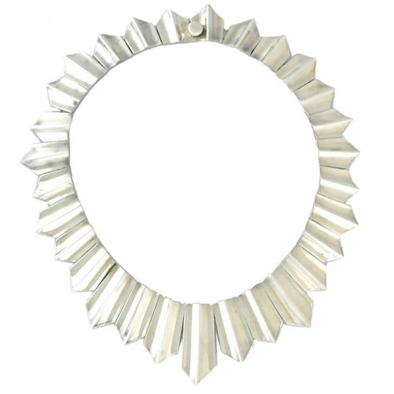 Antonio Pineda .970 Chevron MotifSilver Necklace 1965 - MATCHING BRACELET AVAIL For Sale