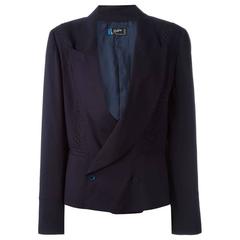 Claude Montana Navy Wool Double Breasted Blazer Jacket 6