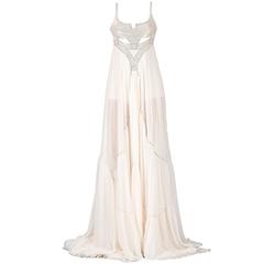 VERSACE METAL EMBELLISHED WHITE SILK GOWN New 4