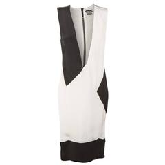 Tom Ford Spring 2013 Black and White Evening Dress with Sheer panel
