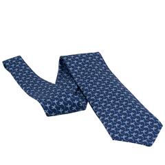Hermes Tie "Ara-besques" 100% Silk 8CM navy / sky blue / azure blue 2016