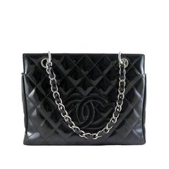 Chanel Ptt Black Patent Petite Timeless Shopping Tote Bag Purse