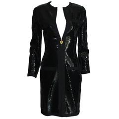 Amazing Black Chanel Sequin Silk Evening Dress Coat Jacket 4
