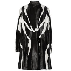 Nouveau manteau de défilé Tom Ford en cuir de veau noir et blanc imprimé zébré 38 - 4/6 