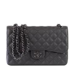 CHANEL Sac So Black Quilted Jumbo Classic Double Flap Calfskin Limited Edition