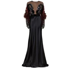 Gucci Runway Black Heavens Bird Embroidered Gown It. 40 - US 4