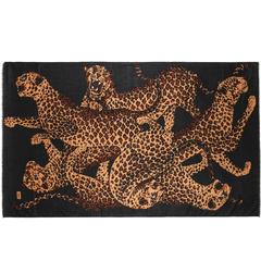 YVES SAINT LAURENT Foulards ca. 1980''s YSL Schal in Übergröße mit schwarzem Leopardenmuster