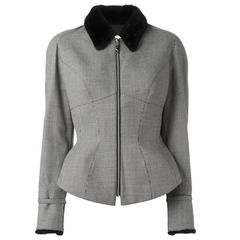 Thierry Mugler Black and White Wool Blend Houndstooth Jacket 4