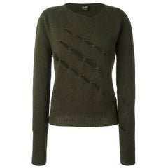 Jean Paul Gaultier Man Khaki Wool Cut Out Jumper