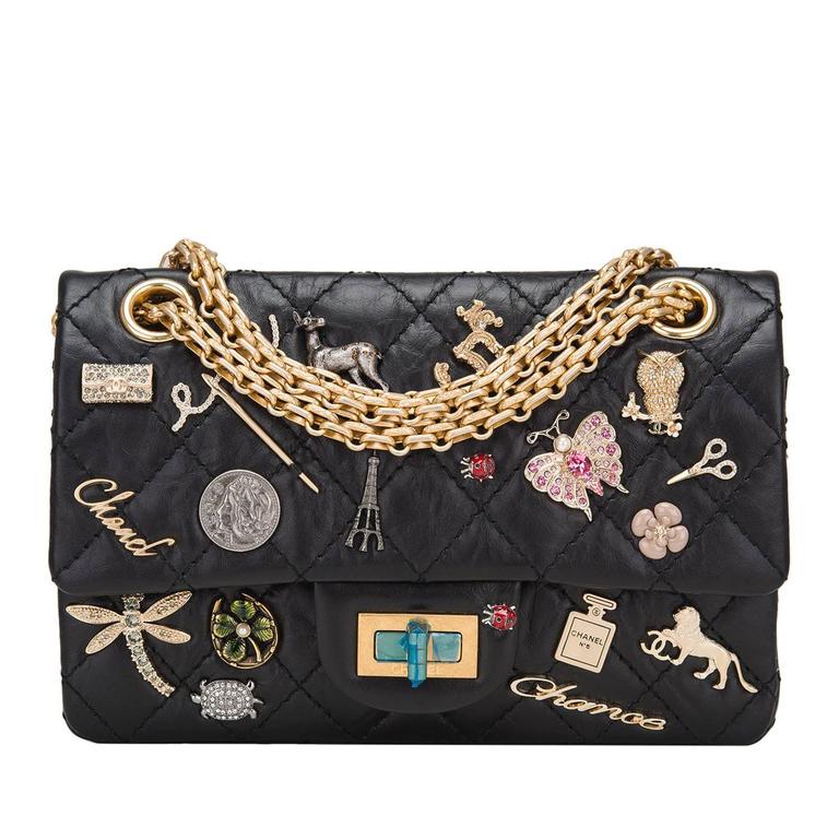 Chanel Black Reissue 2.55 Lucky Charm Bag Size 224