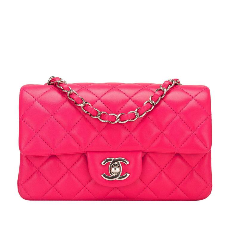 Chanel Fuchsia Quilted Lambskin Rectangular Mini Classic Flap Bag at 1stDibs