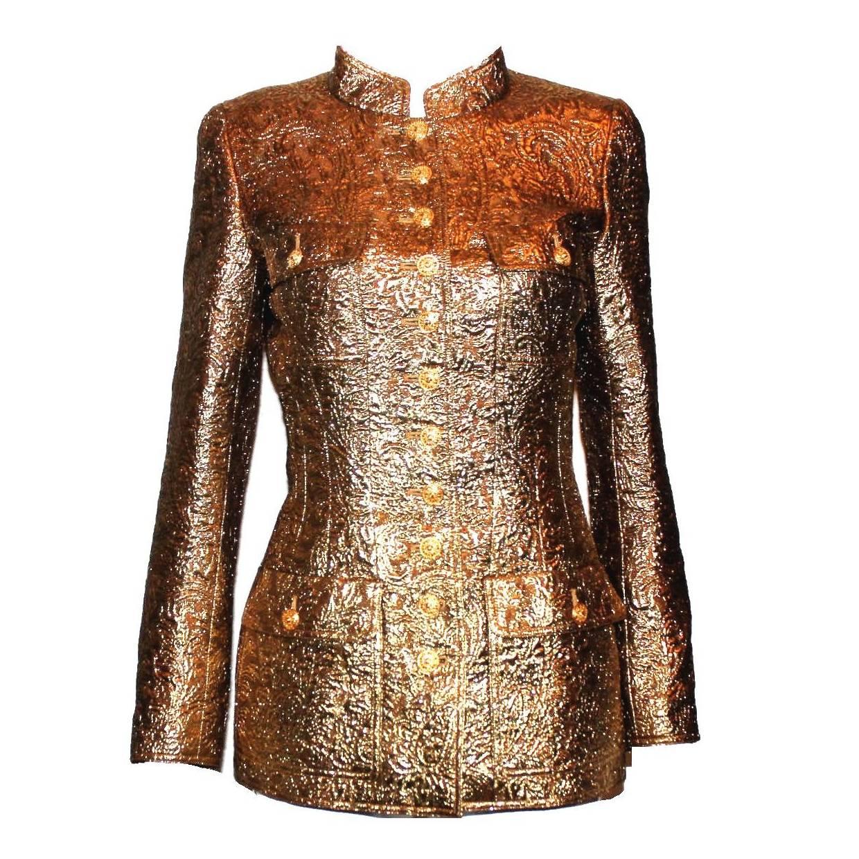Museum Piece - Famous Chanel Golden Metallic 3D Structured Jacket Blazer