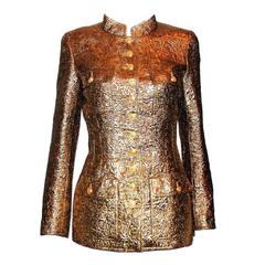 Museum Piece - Famous Chanel Golden Metallic 3D Structured Jacket Blazer 4